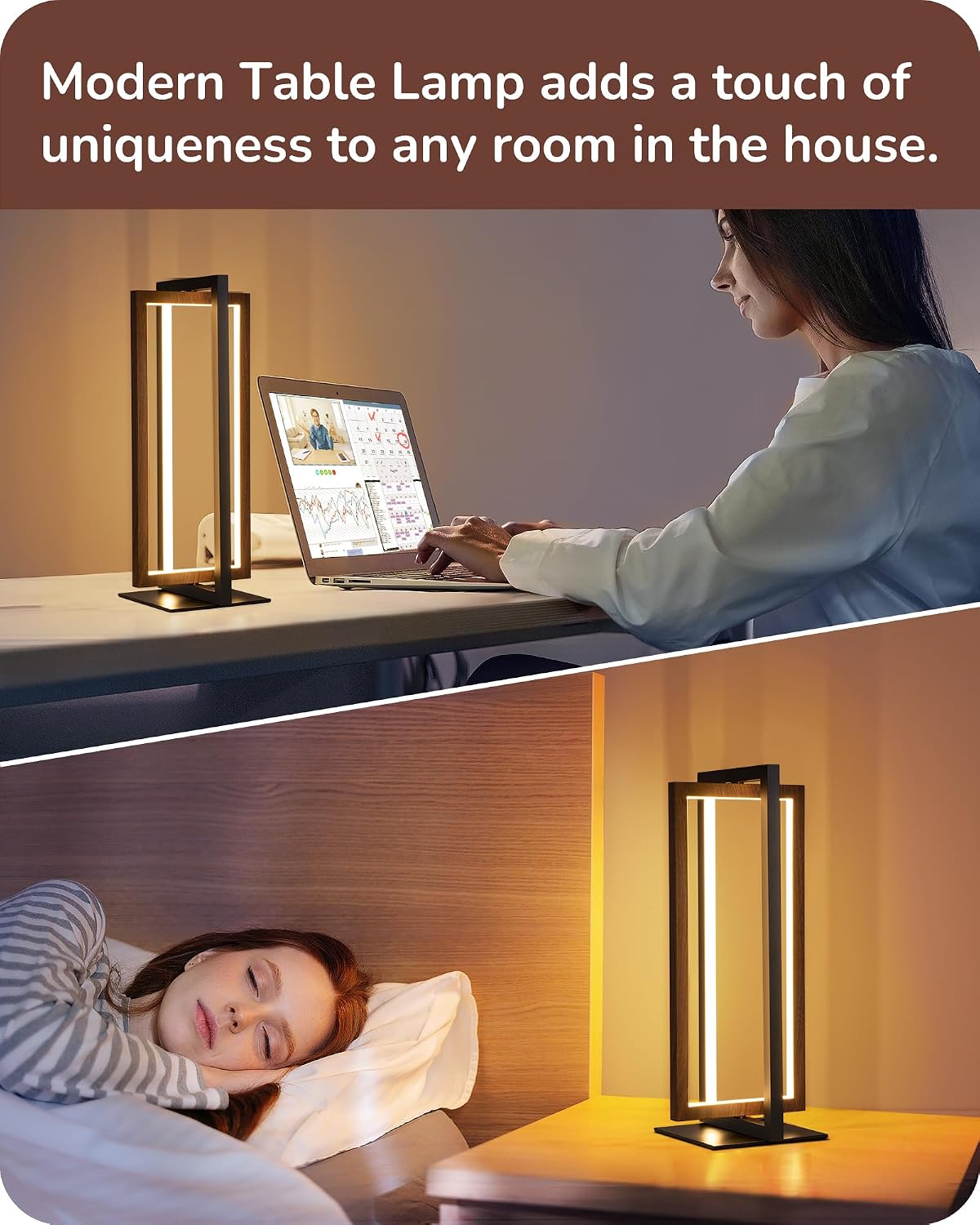 EDISHINE Modern LED Table Lamp, Stepless Dimmable Minimalist Bedside Lamp, MAX 750LM, 3 Color Temperature, Switch Control Nightstand Lamp…
