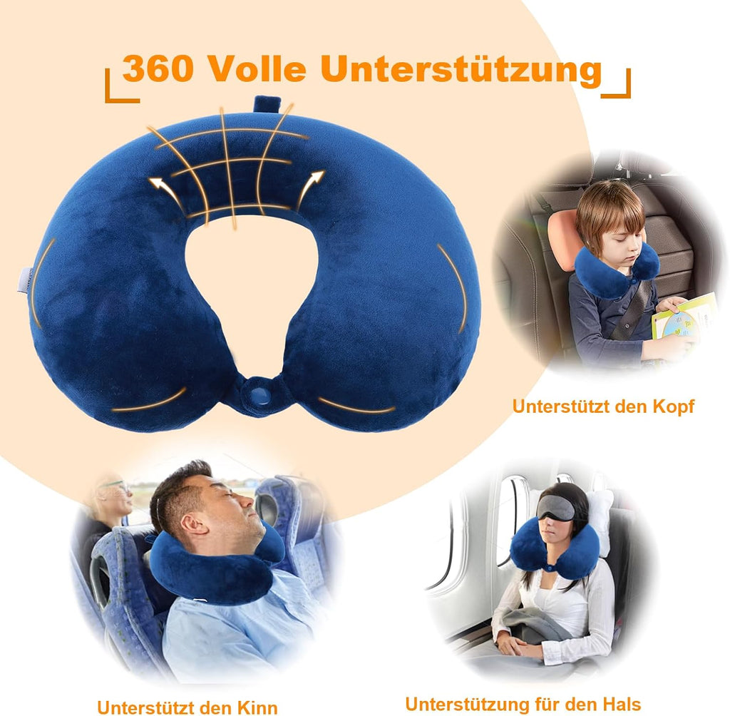 Travel Pillow,100% Pure Memory Foam U Shaped Neck Pillow, Super Lightweight Portable Headrest Great for Airplane, Car, Home, Office, Sleeping…