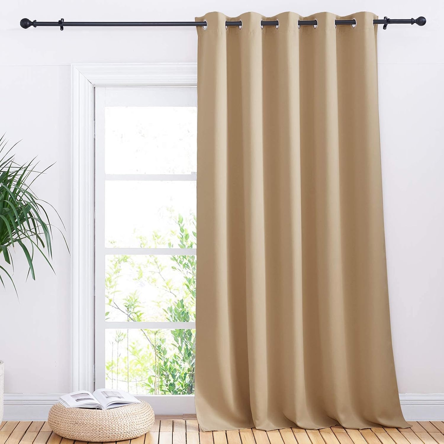 NICETOWN Sliding Door Blinds Window Treatment, Blackout Patio Door Curtain Panels, Privacy Thermal Drapes for Department (Biscotti Beige…