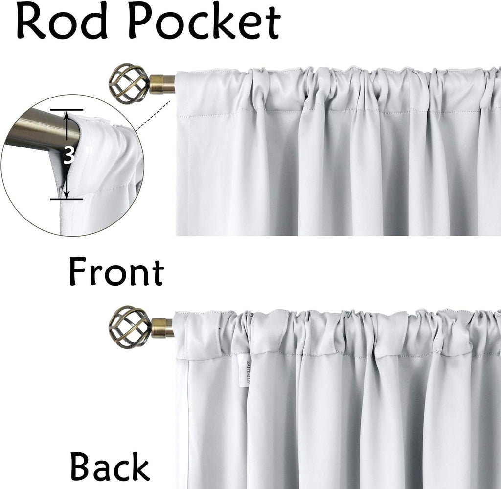 BGment White Curtains 72 inch Length - 42 x 72 inch Rod Pocket and Back Tab Thermal Insulated Room Darkening Curtains for Living Room, 2 Pa…