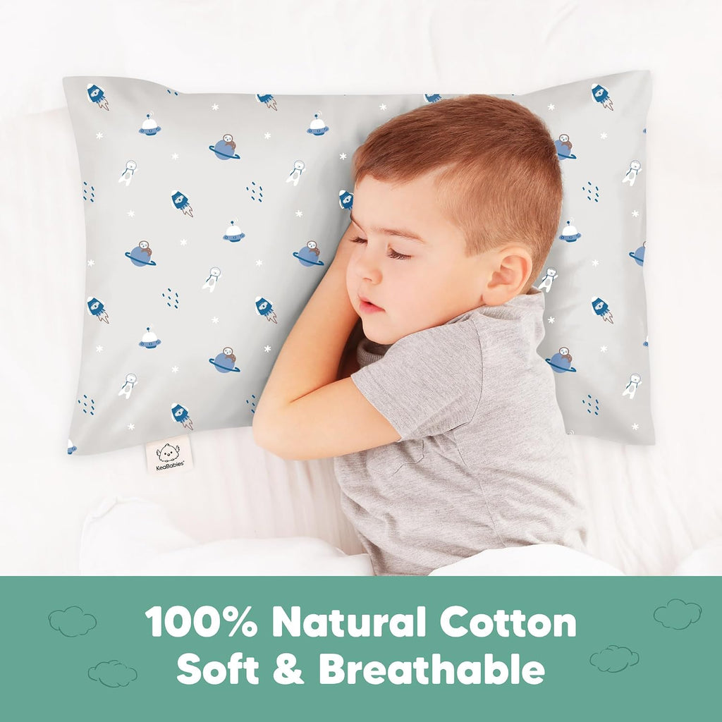 KeaBabies Toddler Pillowcase 13"x18" - Organic Cotton Toddler Pillowcase for Kids, Boys, Girls, Soft & Durable Cotton Cover for Miniature…
