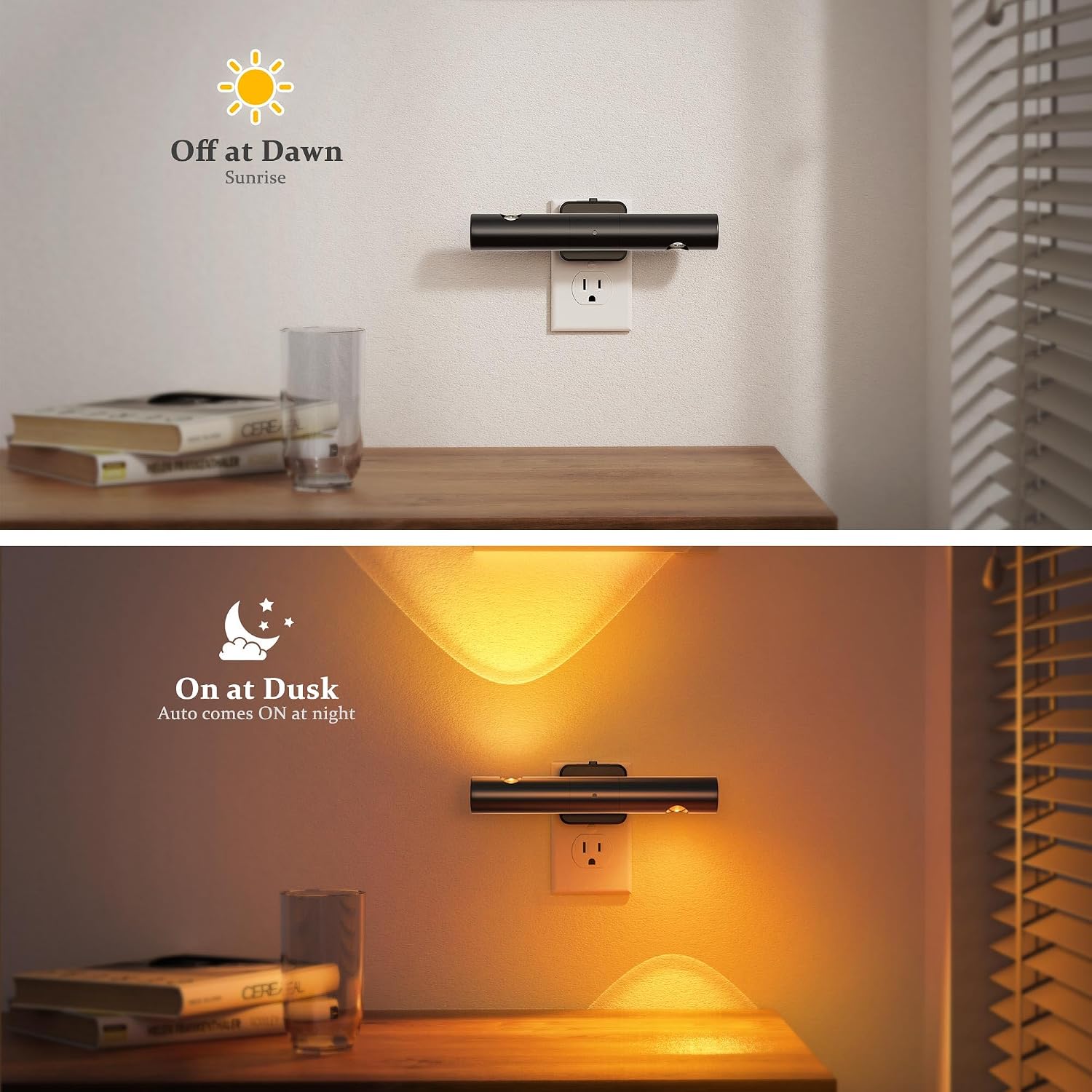JandCase LED Amber Night Light, 180° Rotatable Night Lights Plug into Wall, 0-100LM Adjustable Brightness with Dusk-to-Dawn Sensor…