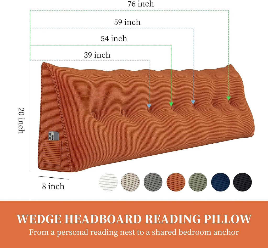 Wedge Reading Pillow King Headboard for Adult Sitting Up in Bed Rest Sleeping, Large Triangular Bolster Pillows Daybed Couch Sofa…