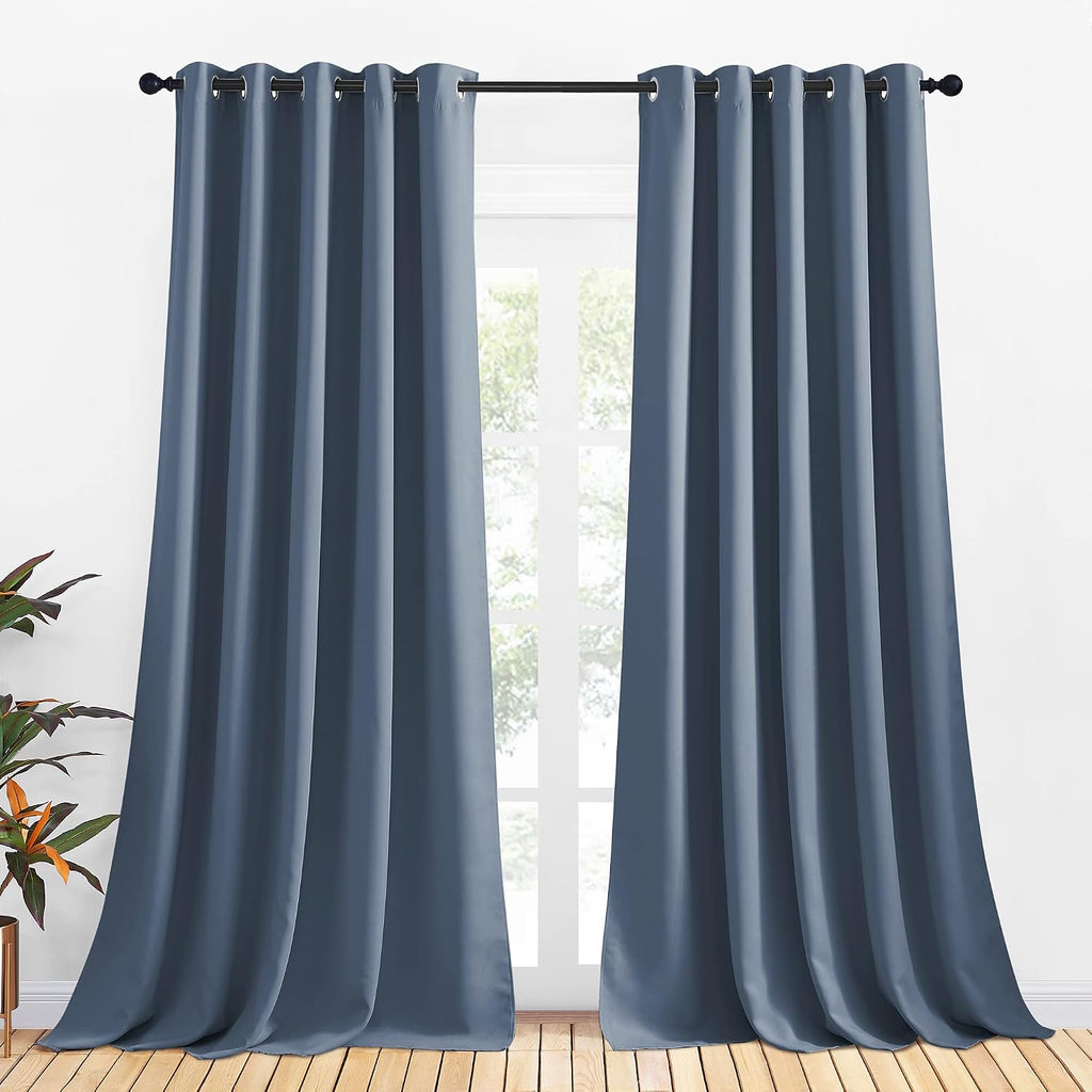 NICETOWN Thermal Insulated Curtains Blackout Draperies, Window Treatment Solid Grommet Room Darkening Drape Panels for Bedroom (Stone…