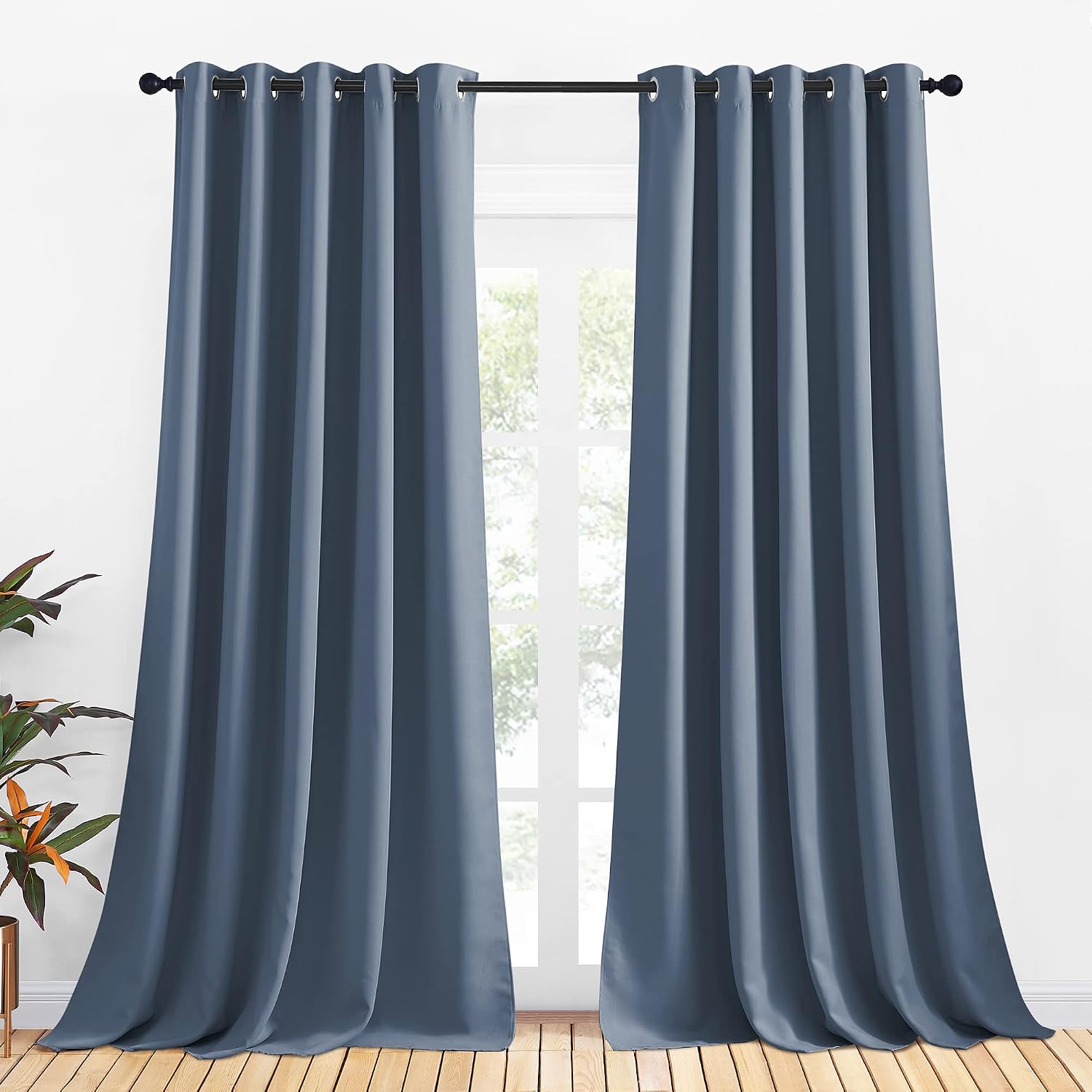 NICETOWN Thermal Insulated Curtains Blackout Draperies, Window Treatment Solid Grommet Room Darkening Drape Panels for Bedroom (Stone…