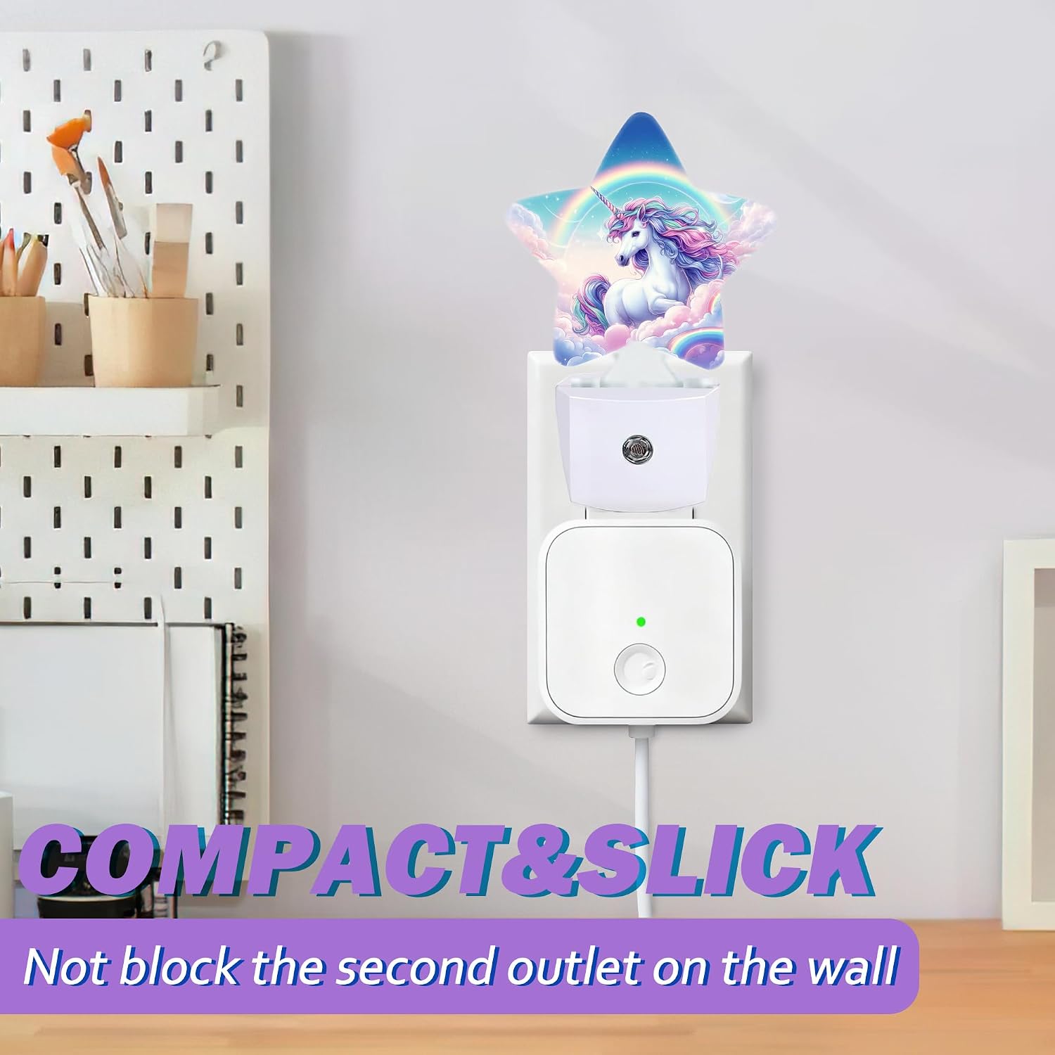 Unicorn Night Light for Kids, Princess Rainbow Night Lights Plug Into Wall, Lightweight Dusk to Dawn Light Sensor Warm Nightlights for…