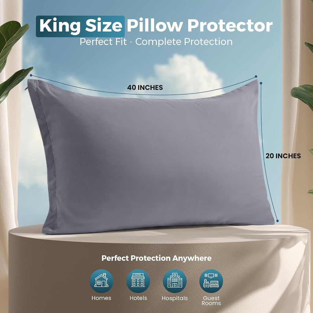 Utopiabedding Utopia Bedding King Pillow Protectors - Pack of 2 - Zipper Closure - Soft Brushed Microfiber Fabric - Shrinkage and Fade Resi…