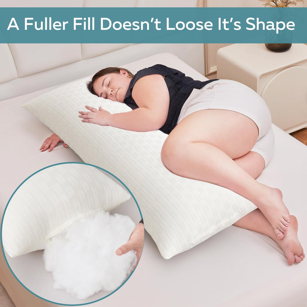 Oubonun Full Body Pillow for Adults, Soft and Fluffy Large Body Pillow for Sleeping, Premium Long Bed Pillow for Side Sleepers(20x54, Cream)