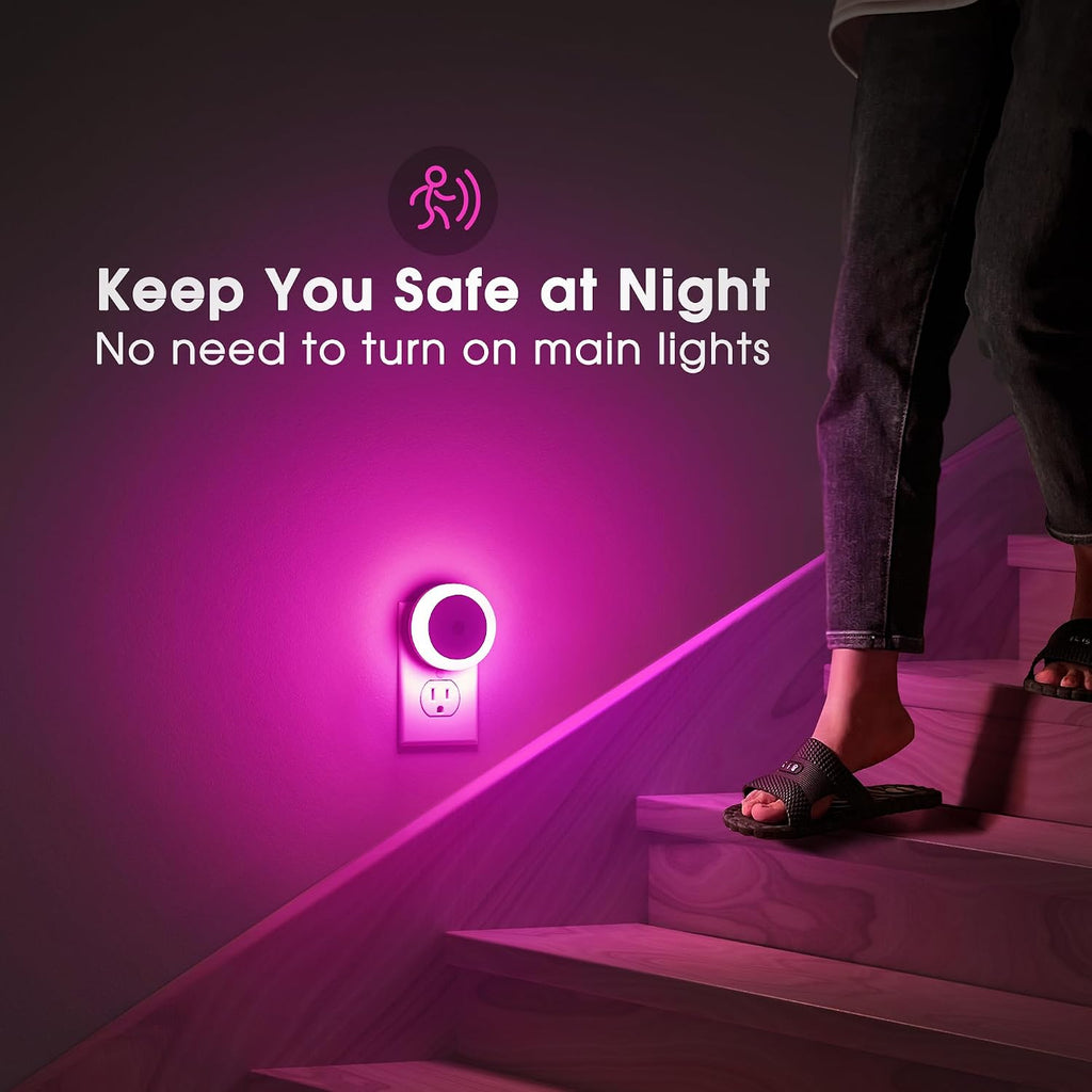 Briignite Purple Night Light, Night Lights Plug into Wall [4Pack], Nightlight with Light Sensors for Kids Room, Baby Night Light…