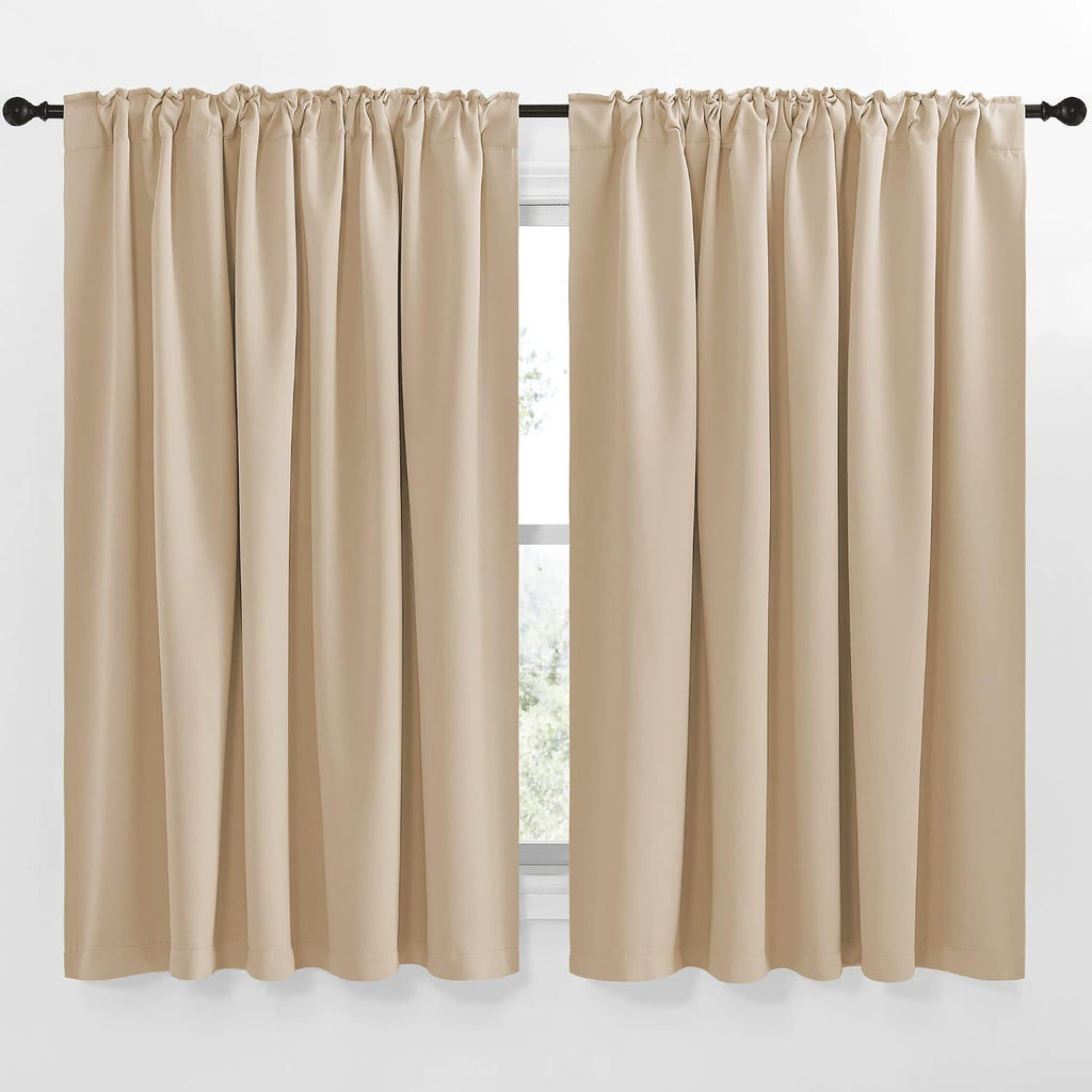 Nicetown Window Treatment Elegant Curtains - (Biscotti Beige Color) 70 Width X 63 Length, 1 Pair, Room Darkening Curtains and Drapes for Be…