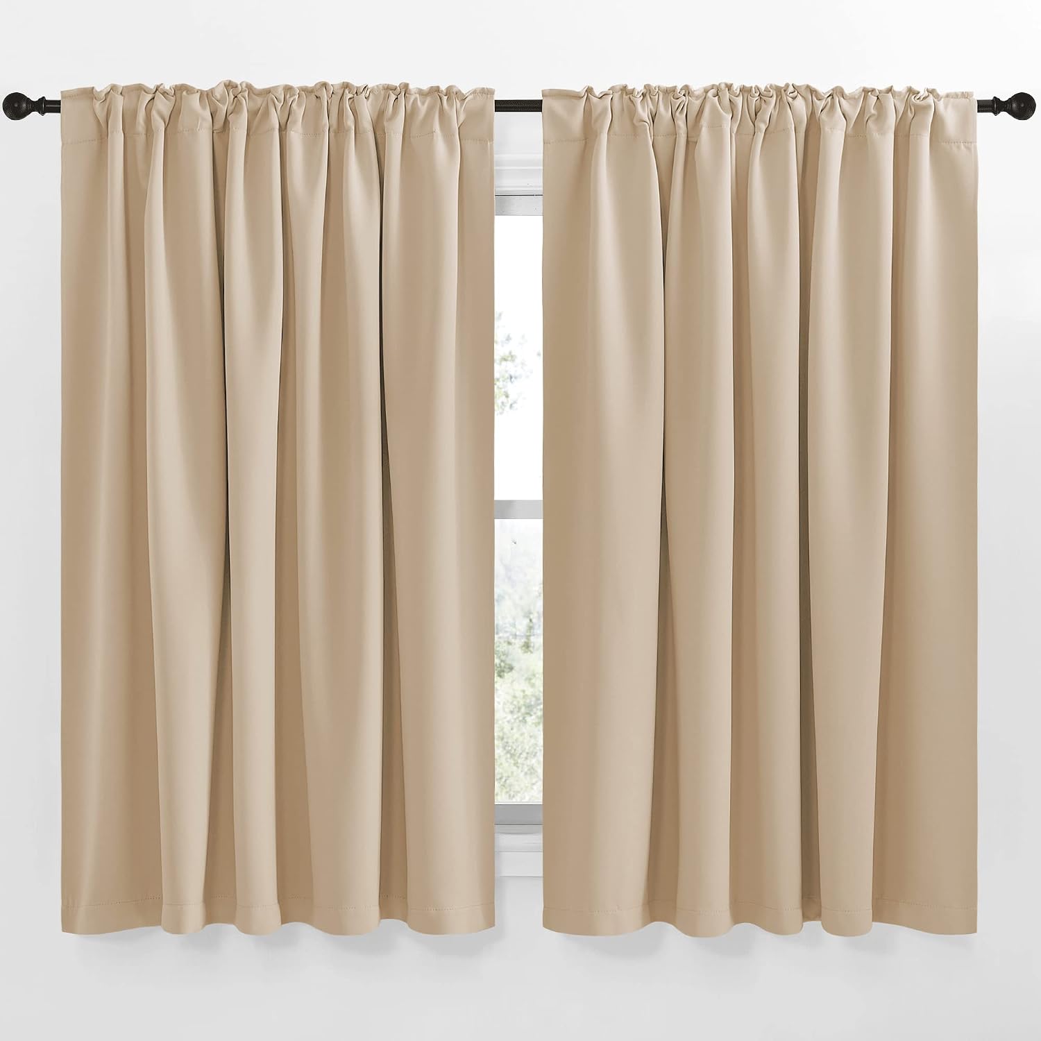 Nicetown Window Treatment Elegant Curtains - (Biscotti Beige Color) 70 Width X 63 Length, 1 Pair, Room Darkening Curtains and Drapes for Be…