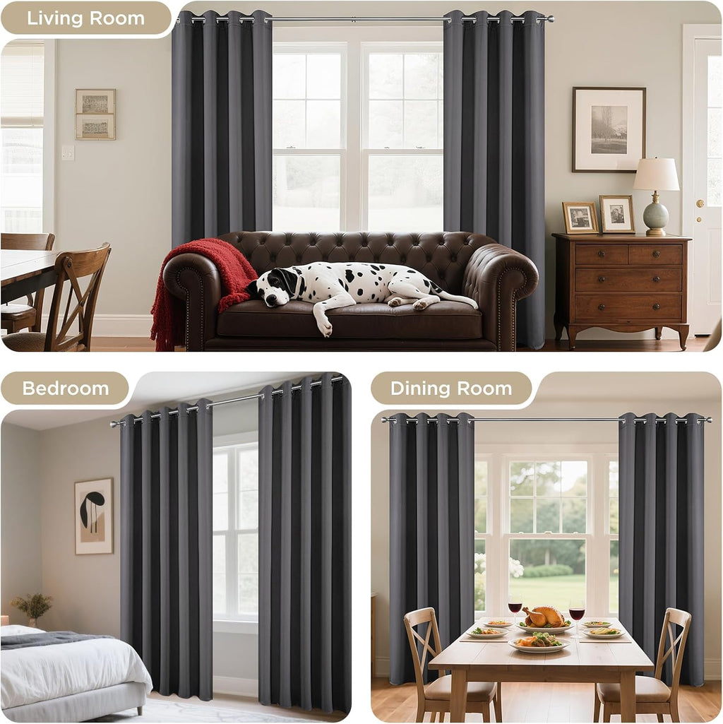 Joydeco Blackout Curtains 84 Inch Length 2 Panels Set, Thermal Insulated Long Drapes 2 Burg, Room Darkening Grommet Drapes for Living Room…