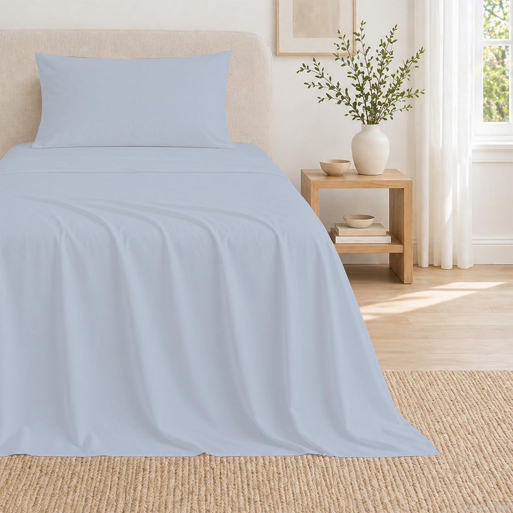 THREAD SPREAD Egyptian Cotton Twin XL Sheet Set – 300 Series 16" Deep Pocket Extra Long Twin Sheets for Dorm Room (4 PC, Light Blue)…