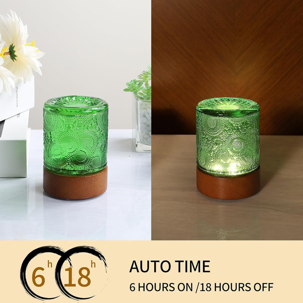 Mini Soft Warm Light Lamp Battery Operated Portable Night Light with Timer, Small Glass Vintage Dim Sleep Nightlights, Battery Powered…