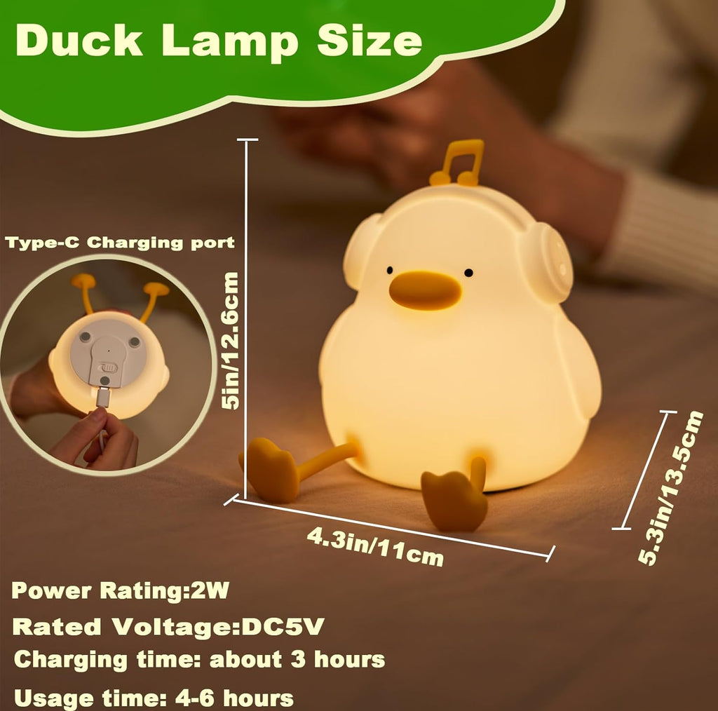 DREAMING MY DREAM Cute Duck Night Light, LED Squishy Novelty Duck Lamp,3 Level Dimmable Soft Silicone Nursery Nightlight, Night Light for…