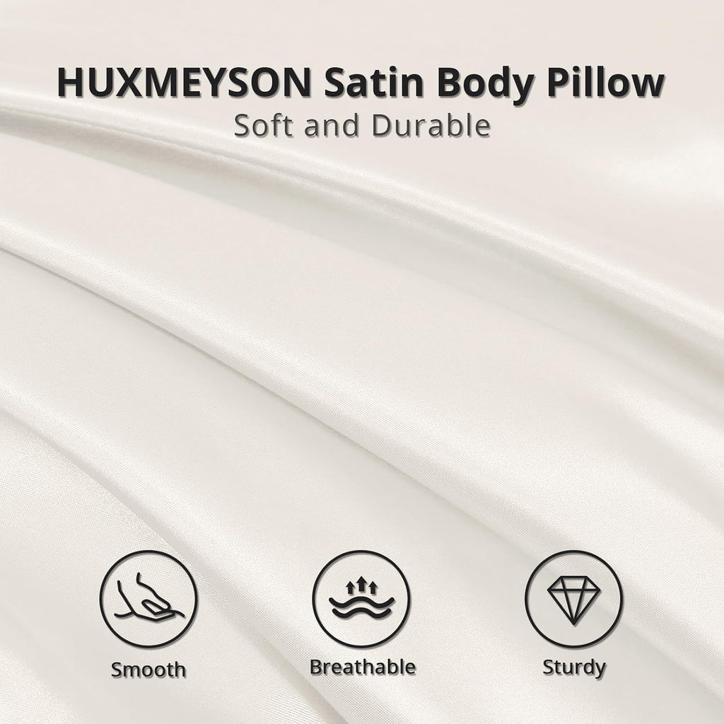 Huxmeyson Body Pillow with Satin Pillowcase, Body Pillow for Adults, Removable Cover, Beige (20"x54") 1 count