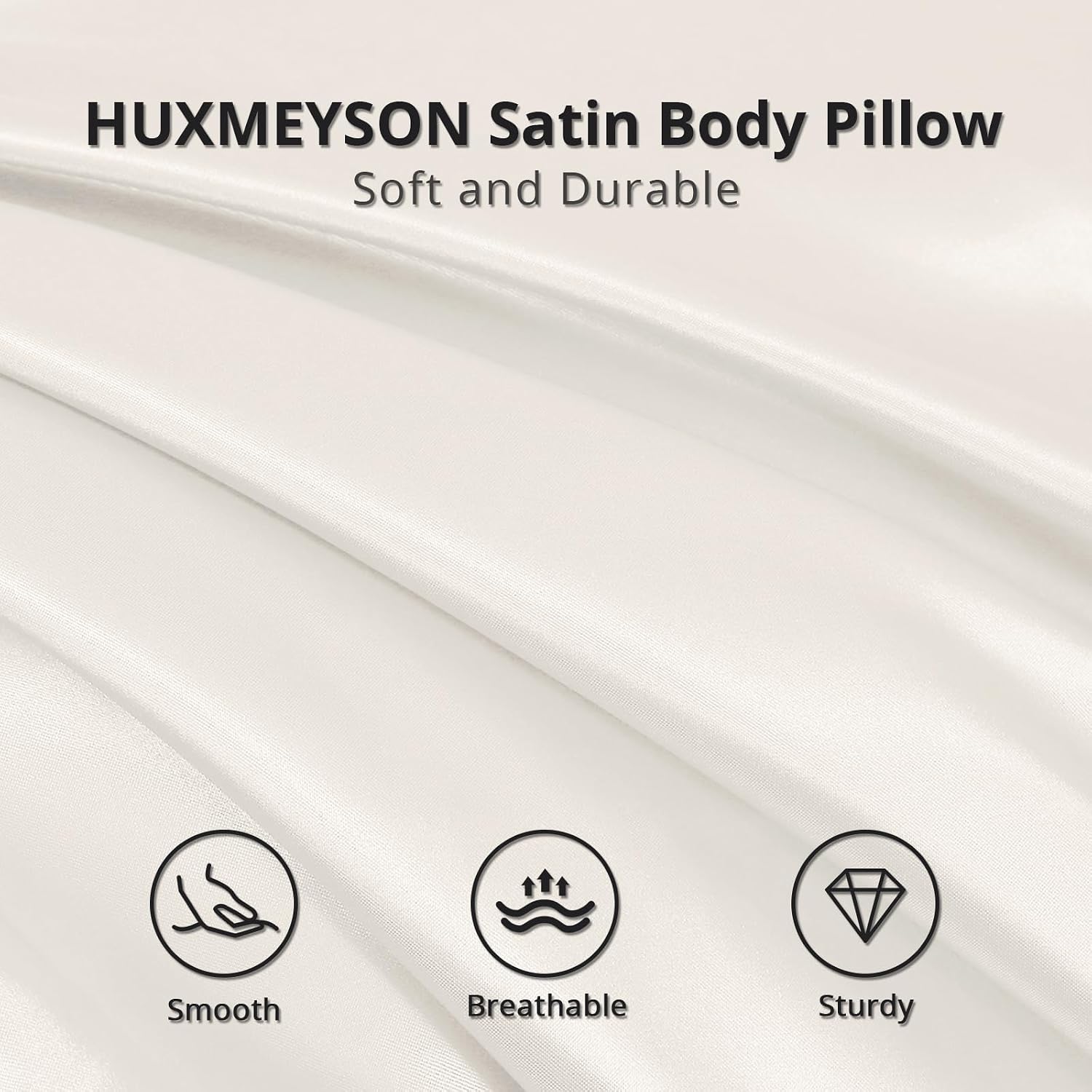 Huxmeyson Body Pillow with Satin Pillowcase, Body Pillow for Adults, Removable Cover, Beige (20"x54") 1 count