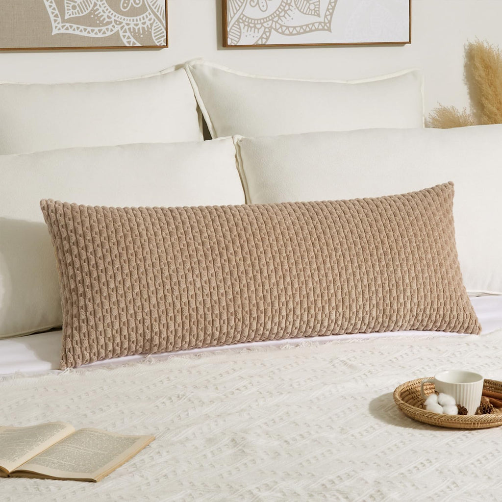 KevinTextile Kevin Textile 14x36 Inch Long Lumbar 1 Pack Boho Decorative Throw Pillow Cover Soft Striped Corduroy Rectangle Cushion Case Fa…