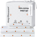 Full Size Fitted Sheet with 18" Deep Pockets, Flat Sheet - Percale Weave Natural - Breathable 100% Cotton Bedding, 1 Fitted Sheet + 1…