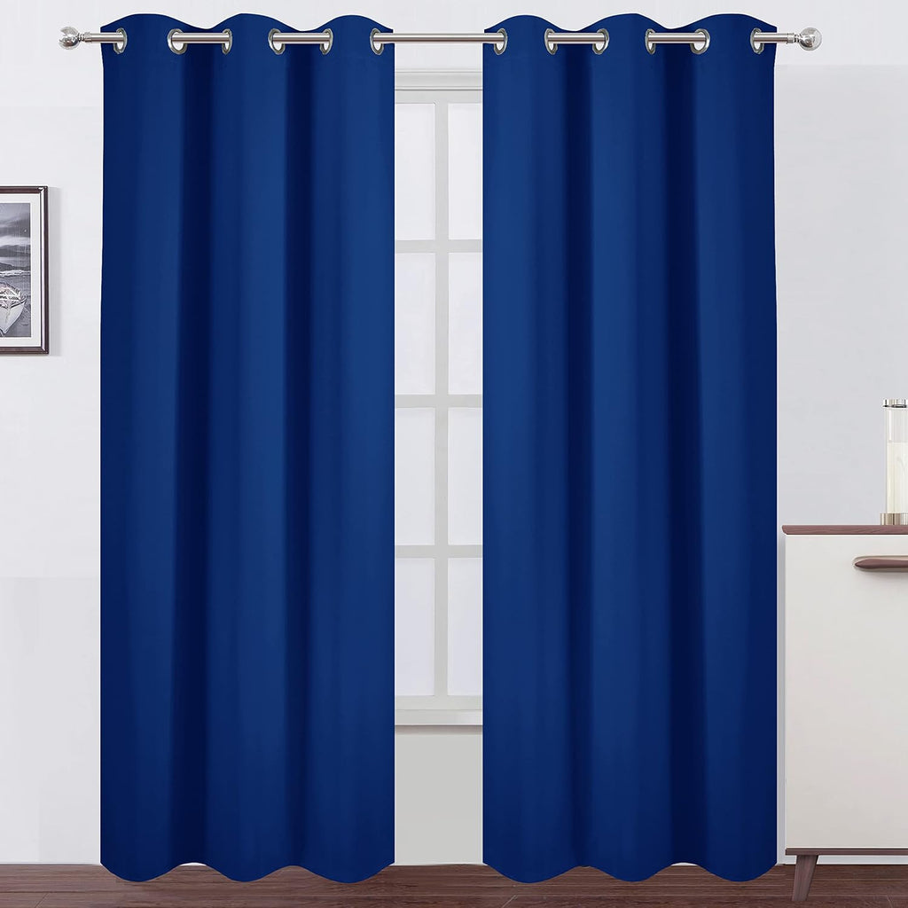 Lemomo Blackout Curtains 38 x 84 inch/Royal Blue Curtains Set of 2 Panels/Thermal Insulated Room Darkening Bedroom Curtains 84 inch Blue