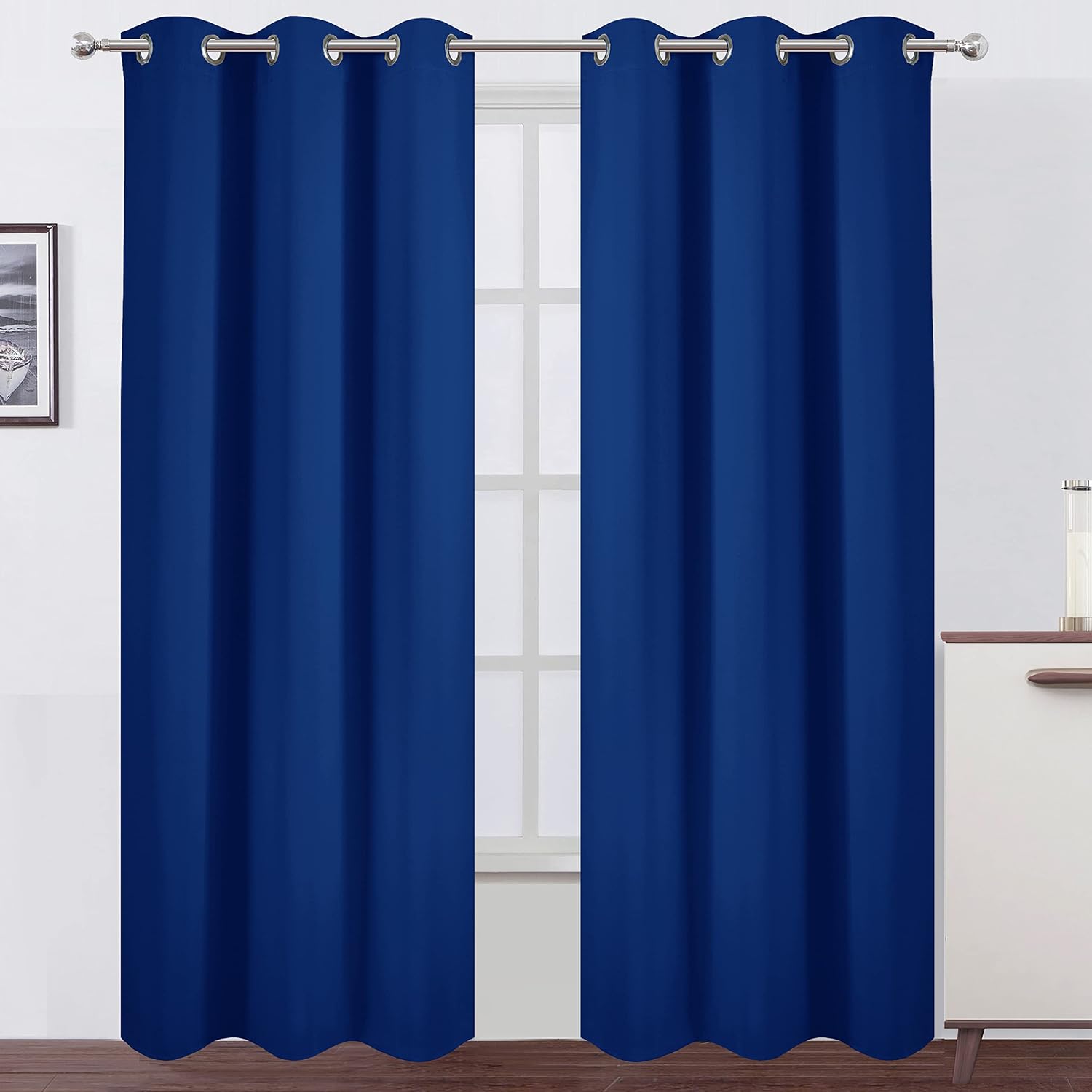 Lemomo Blackout Curtains 38 x 84 inch/Royal Blue Curtains Set of 2 Panels/Thermal Insulated Room Darkening Bedroom Curtains 84 inch Blue