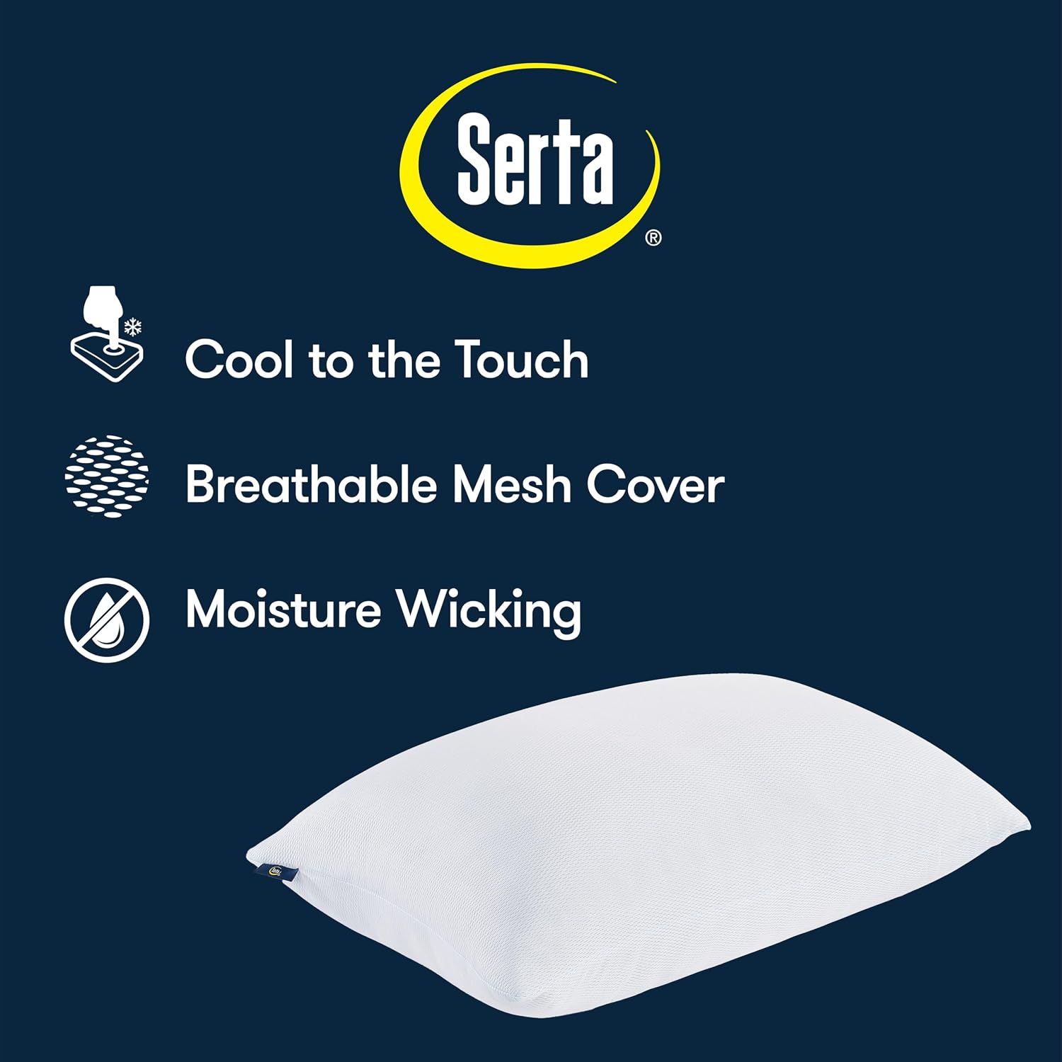 Serta Won't Go Flat Down Alternative Cooling Bed Pillows, Extra Life Foam Core with Medium Support, Perfect for Back, Stomach or Side Sleep…
