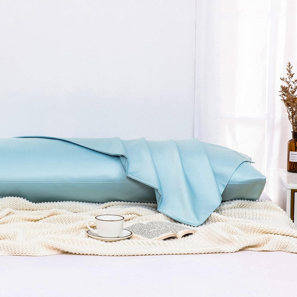 Leeden Body Pillow Cover, 100% Cotton, 800 Thread Count, Soft Breathable Long Pillow Case, Envelope Closure (Light Blue, 21"x 54") Cotton B…