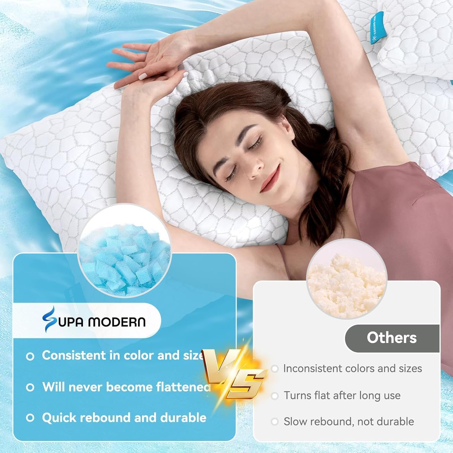 Supamodern Cooling Pillow King Size 1 Pack, Adjustable Bed Pillows for Sleeping, Luxury Shredded Memory Foam Pillows, Soft Yet Supportive F…