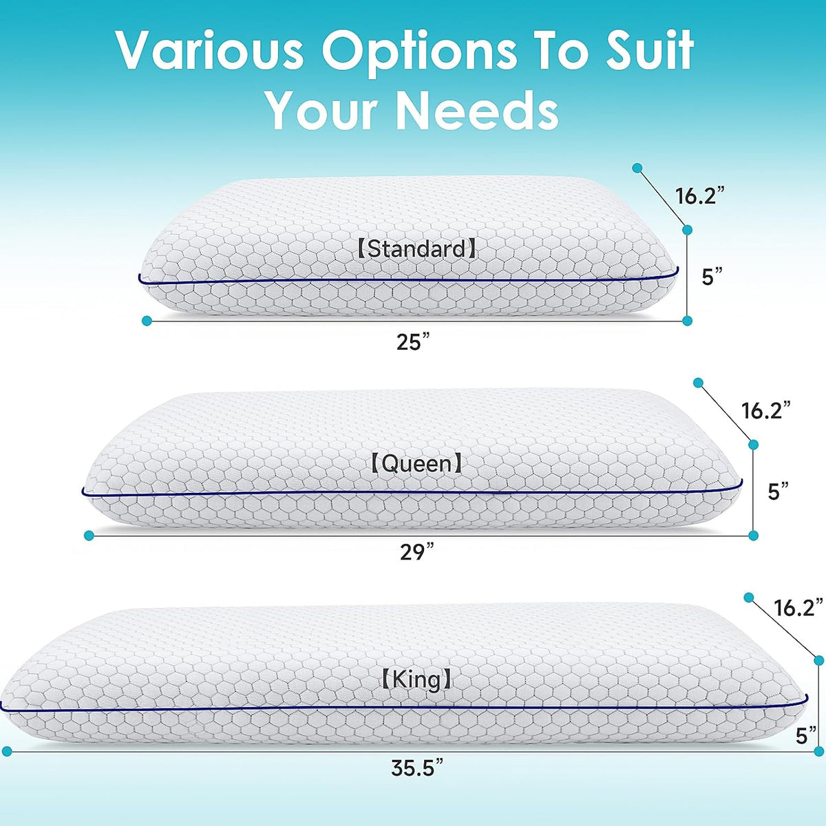 CushyOasis Memory Foam Pillows for Side, Back and Stomach Sleepers, Bed Pillow with Washable Cover and Breathable Mesh, Bed Pillow for…