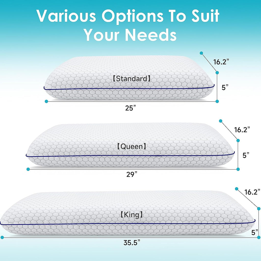 CushyOasis Memory Foam Pillows for Side, Back and Stomach Sleepers, Set of 2, Bed Pillow with Washable Cover and Breathable Mesh, Bed…