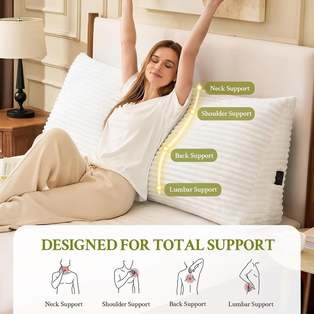 Zonamat Headboard Pillow King, Headboard Wedge Pillow, Back Rest Pillows for Sitting, Reading, Working, Triangle Pillow with Removable Cove…