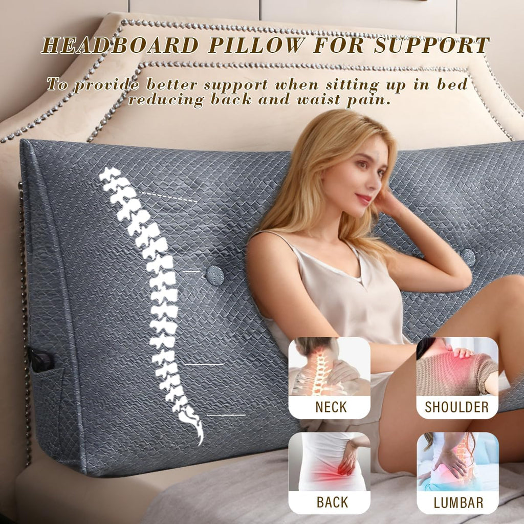 ZTVZTV Wedge Headboard Pillow for Bed, Twin Dorm Headboard Pillow Support for Sitting Up, Reading, Relaxing, Bolster Pillow with Rem…
