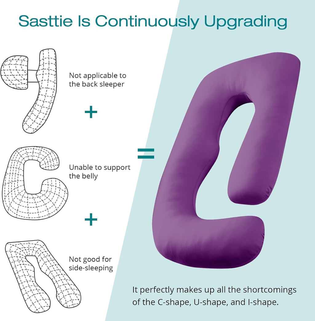 Sasttie Pregnancy Pillows for Sleeping, Jumbo U Shaped Cooling Full Body Pillow with Removable Cover, Pregnant Women Must Haves, Maternity…