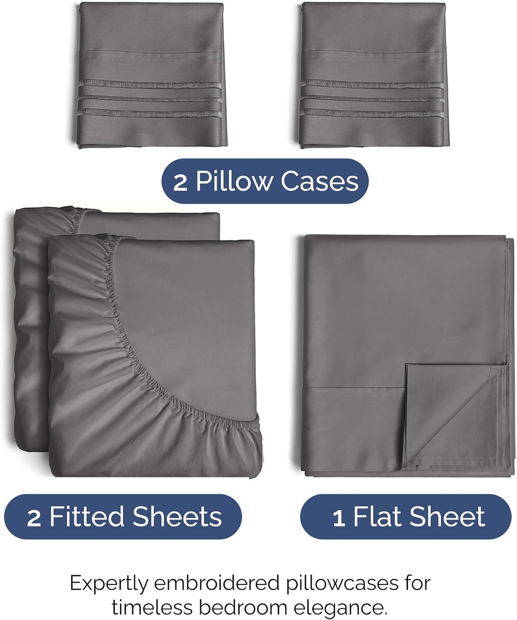 Split King Size 5 Piece Sheet Set - Comfy Breathable & Cooling Sheets - Hotel Luxury Bed Sheets for Women & Men - Deep Pockets, Easy-Fit…