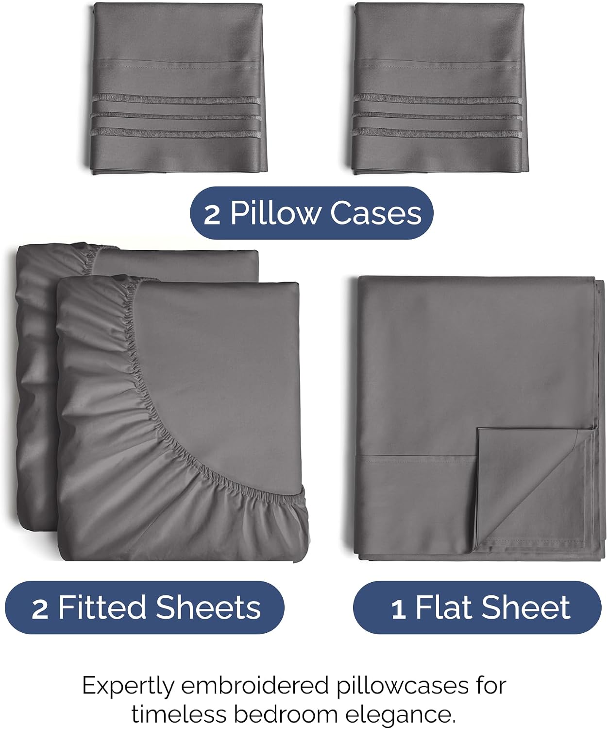 Split King Size 5 Piece Sheet Set - Comfy Breathable & Cooling Sheets - Hotel Luxury Bed Sheets for Women & Men - Deep Pockets, Easy-Fit…