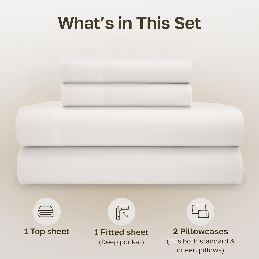 CaliforniaDesignDen California Design Den Full Size Bed Sheets Set - Soft 100% Organic Cotton Sheets with Deep Pockets, Crisp Percale, Brea…