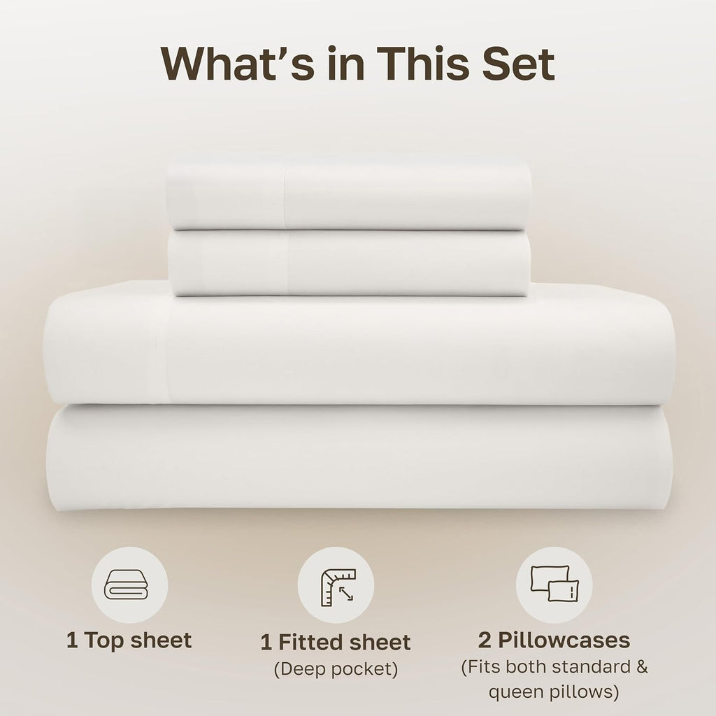 CaliforniaDesignDen California Design Den Sheets Queen Size Bed Set - Soft 100% Organic Sheets with Deep Pockets, Crisp Percale, Breathable…