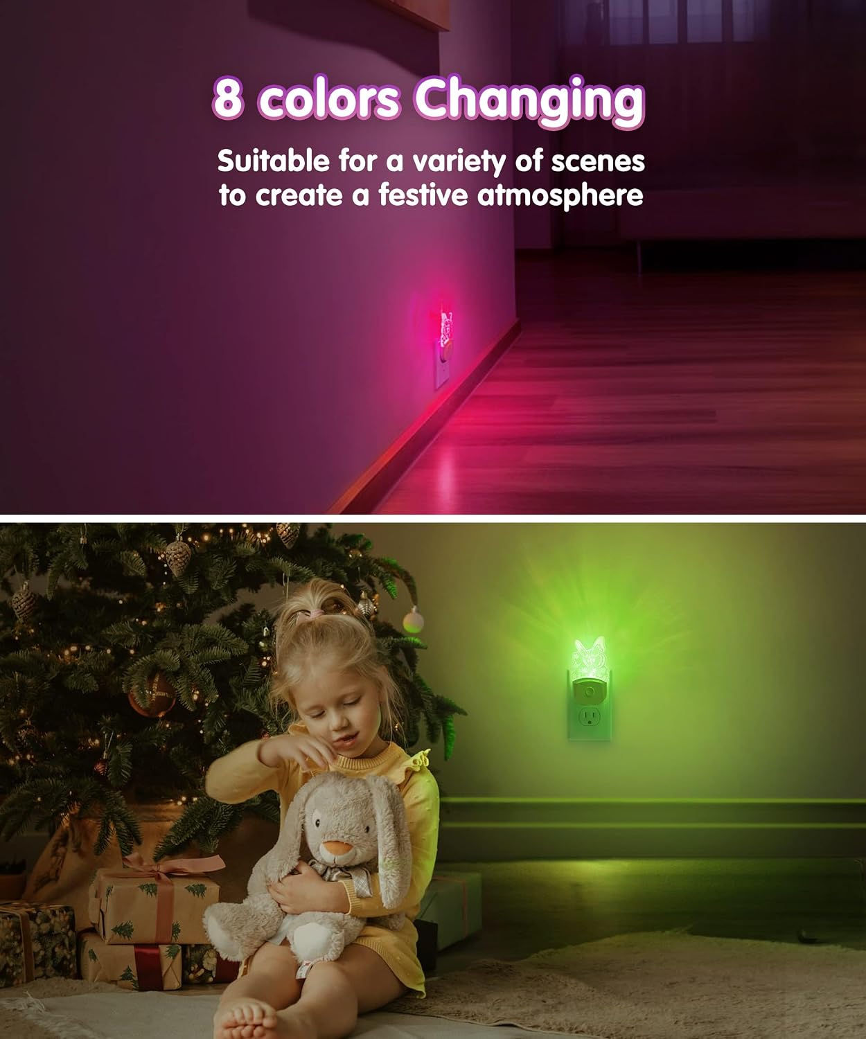 L LOHAS LED Kids Night Light, Butterfly Night Light for Kids, Dusk to Dawn Night Lights, RGB+Soft White 3000K, Nightlight for Girls Room…