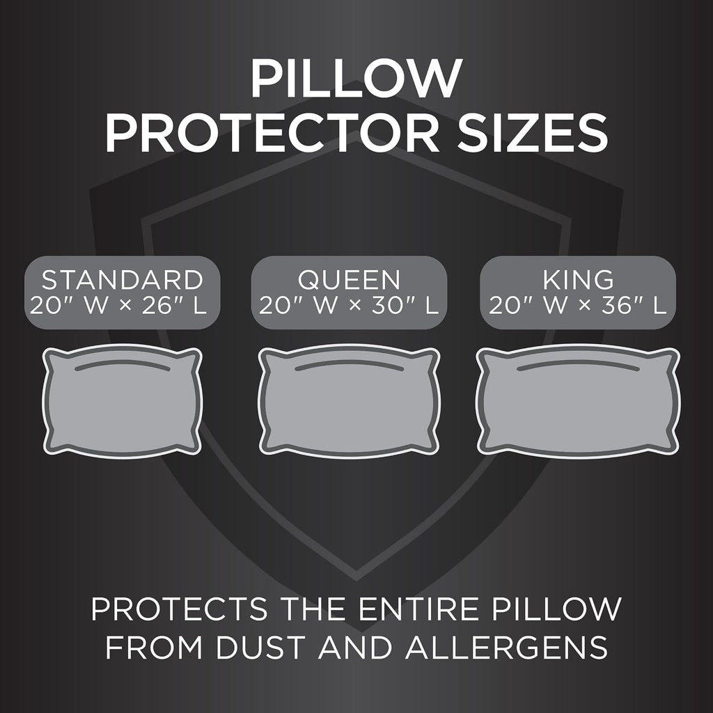 Protect-A-Bed AllerZip Queen 20" x 30" Pillow Protectors (Set of 2), Bed Bug and Dust Mite Proof, Noiseless and Odor-Resistant Pillow Cover…