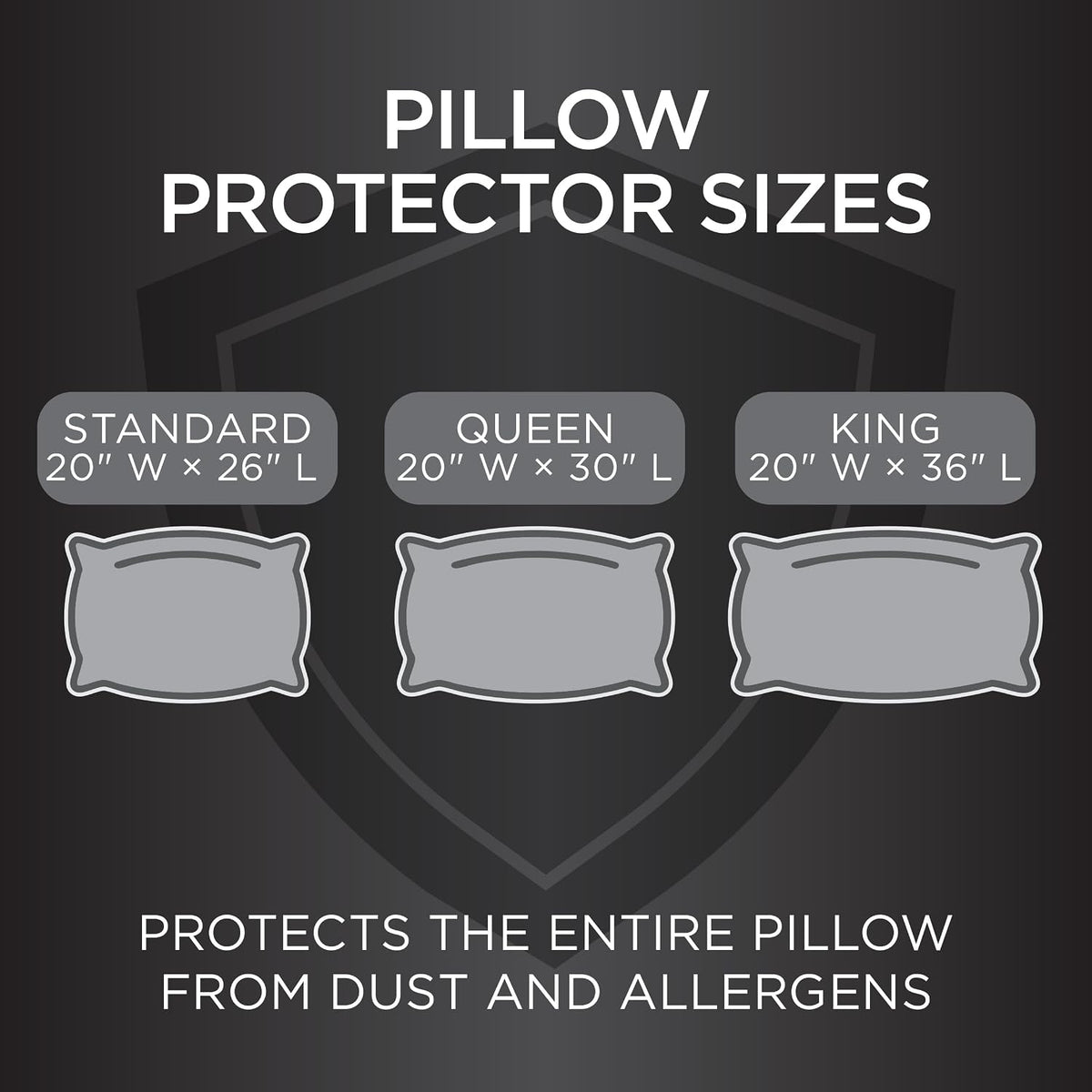 Protect-A-Bed AllerZip Standard 20" x 26" Pillow Protectors (Set of 2), Bed Bug and Dust Mite Proof, Noiseless and Odor-Resistant Pillow Co…