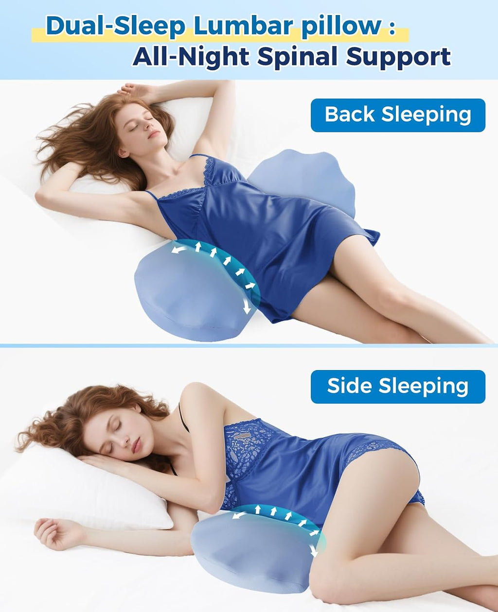 Fledano Lumbar Pillow for Sleeping, Lumbar Support Pillow for Bed for Back, Memory Foam Lower Back Pillow for Bed, Back Support Pillow for…