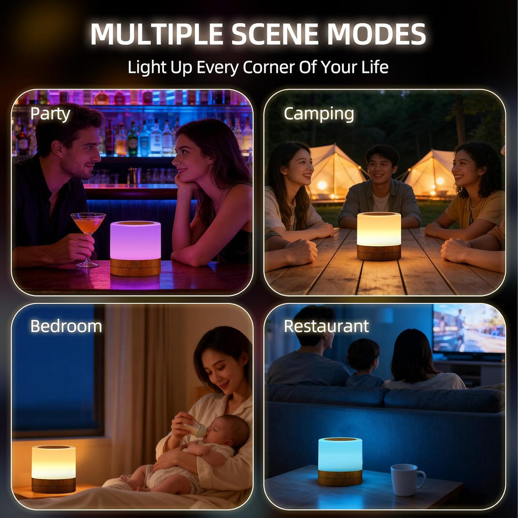 Portable Night Light for Kids, USB Rechargeable Small Desk Lamp,13 RGB Colors & 4 Brightness & 1 Remote, Touch Bedside Table Lamp for…