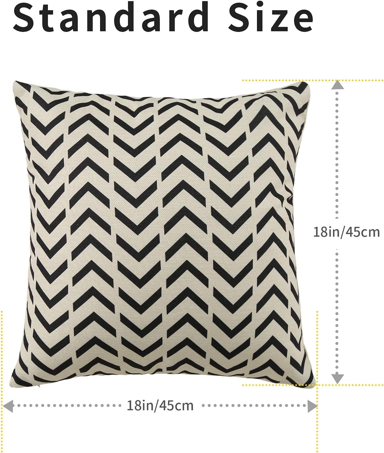 Tosewever Set of 4 Decorative Geometric 18 x 18 Inches Throw Pillow Covers - Modern Pattern Linen Square Pillow Cushion Case for Sofa Couch…