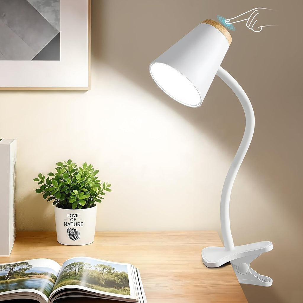 WelcometoEJIAXIN EJIAXIN Clip on Desk Lamp for Home Office - Small LED Touch Dimmable Reading Light for College Dorm Room - Adjustable Flex…