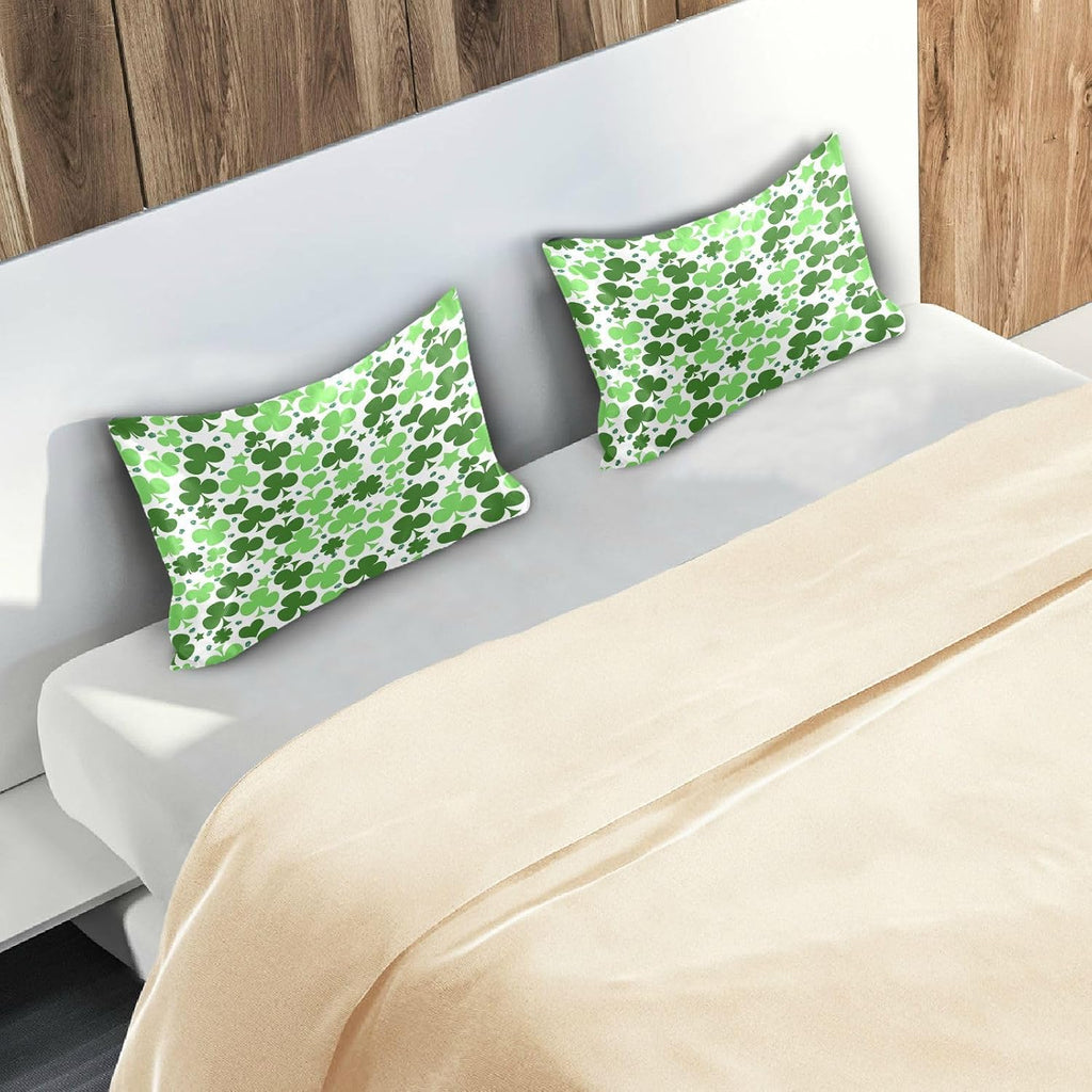 YETTASBIN St. Patrick's Day Clover Satin Pillowcase, Soft Breathable Silk Pillow Case with Envelope Closure for Hair and Skin, Standard…