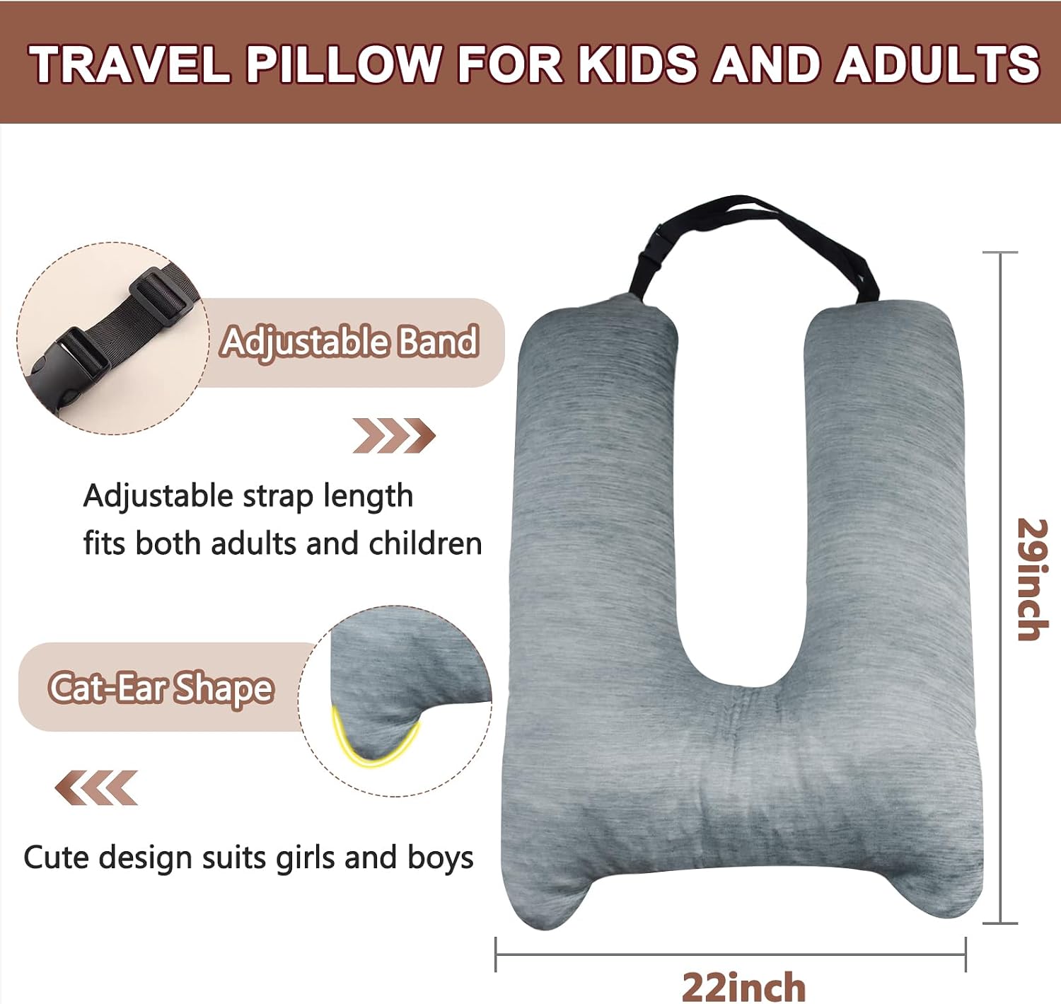 1 MIDDLE ONE Car Pillow for Kids, Memory Foam Cooling Travel Pillow for Car and Adults, Kids Car Pillows for Sleeping on Road Trip, Small…