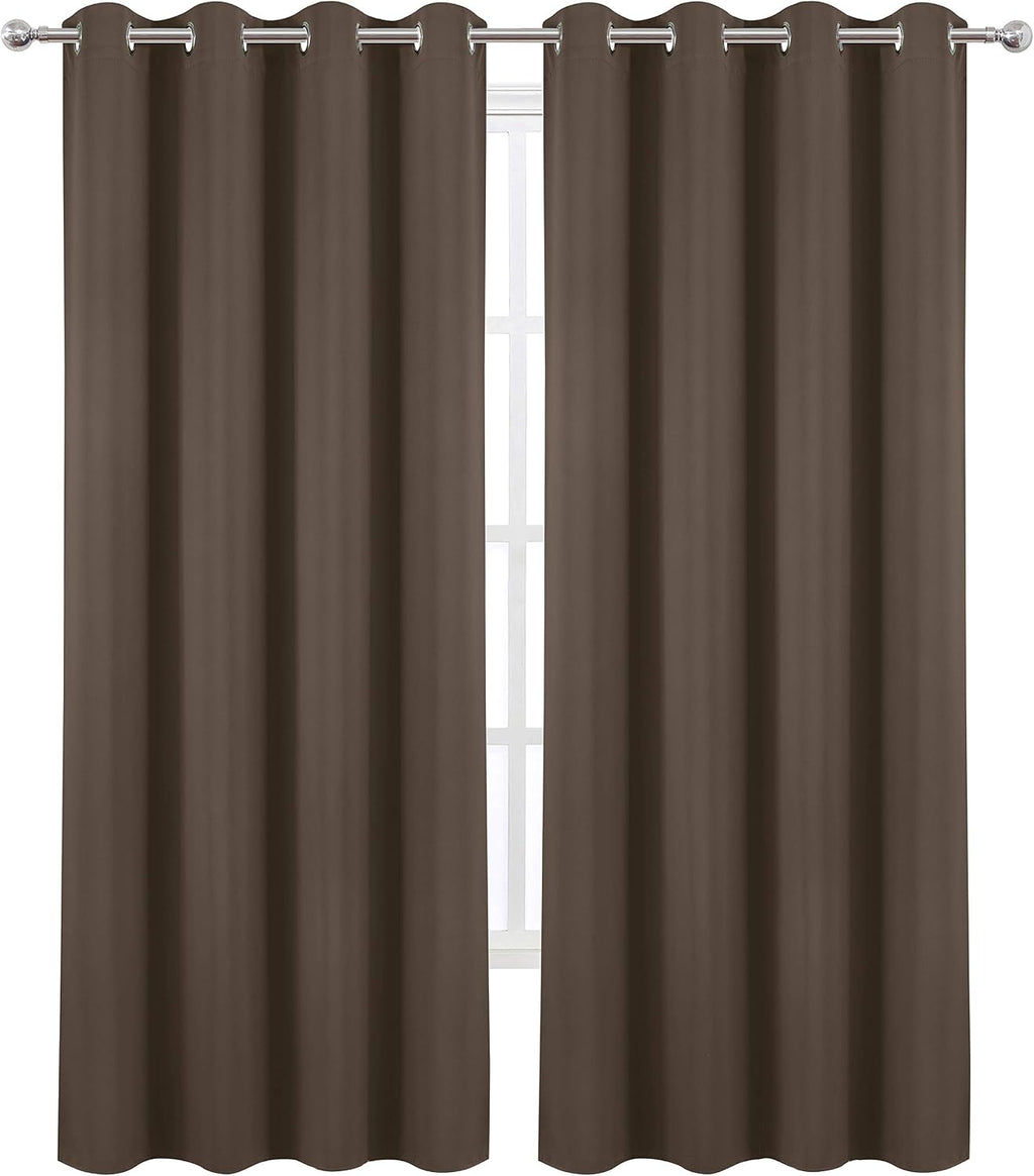 Lemomo Chocolate Brown Thermal Blackout Curtains/52 x 95 Inch/Set of 2 Panels Room Darkening Curtains for Bedroom 95 Inch silver