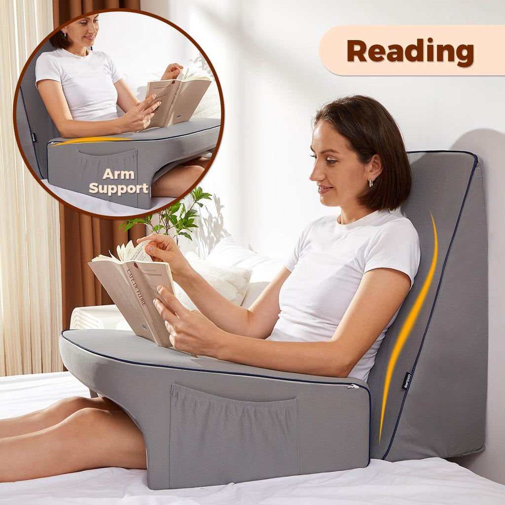 cooloo8 Reading Pillow for Bed, Gaming Pillow for Lap, Petite Adults, Teens Arm Rest Pillow, Memory Foam Lap Desk Pillow for Reading, Worki…