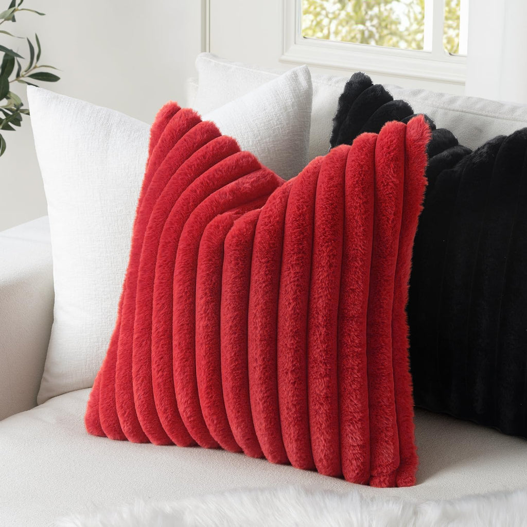 Miulee Faux Fur Decorative Throw Pillow Covers 12x20 Inch Set of 2, Modern Spring Home Decor Soft Plush Couch Pillows Cozy Fluffy Cushion C…