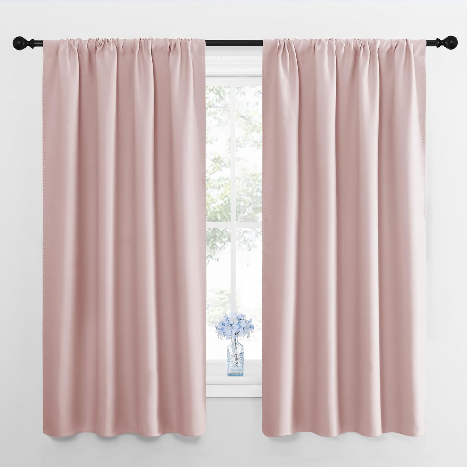 Nicetown Blackout Curtains for Living Room, Blush Pink, 2 Panels, 42 by 63, Darkening Window Curtain Panels, easy maintenance Solid…